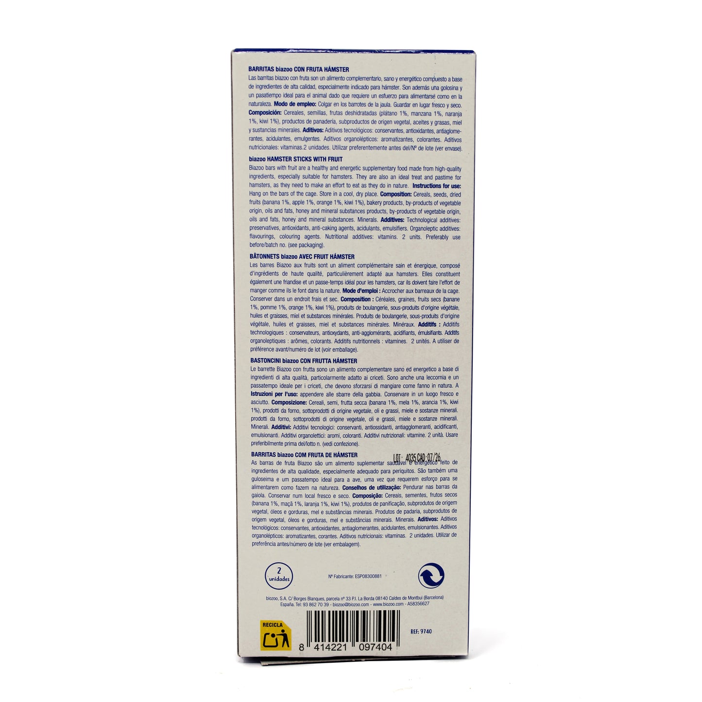 Fruit Sticks for Hamsters 2pcs