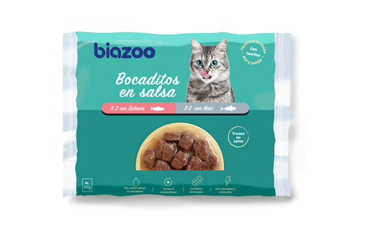 Cat Delicacies in Sauce with Salmon and Tuna