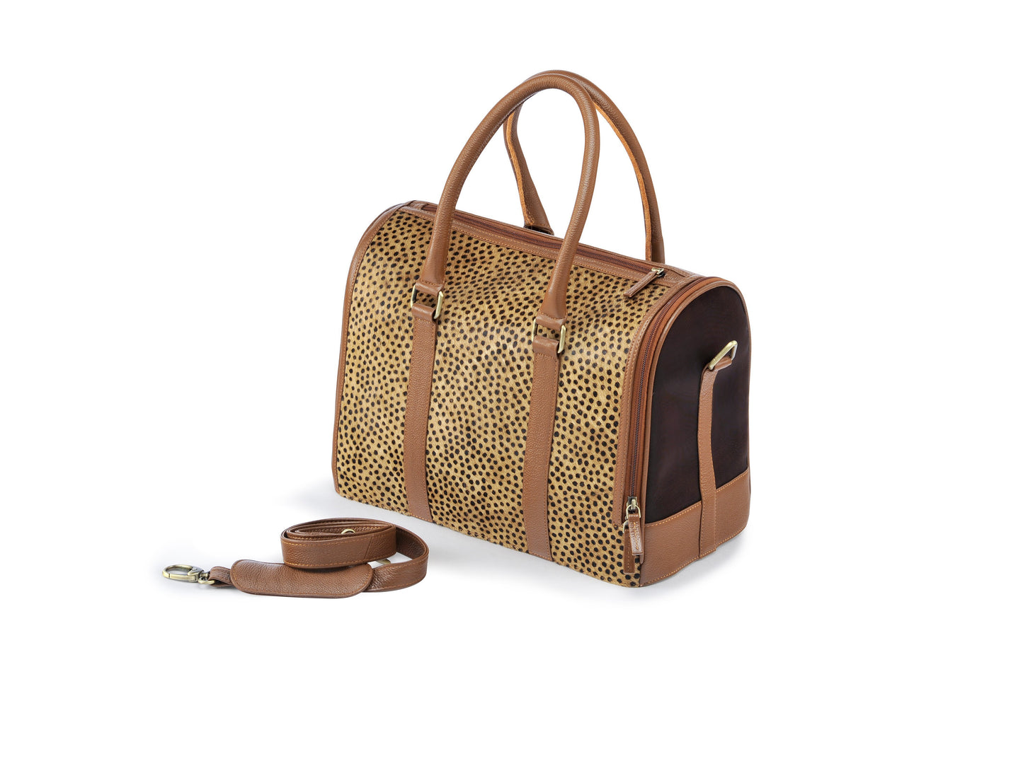 Brunette Leather Animal Print Bag-Handbag-Biozoo-Biozoopets