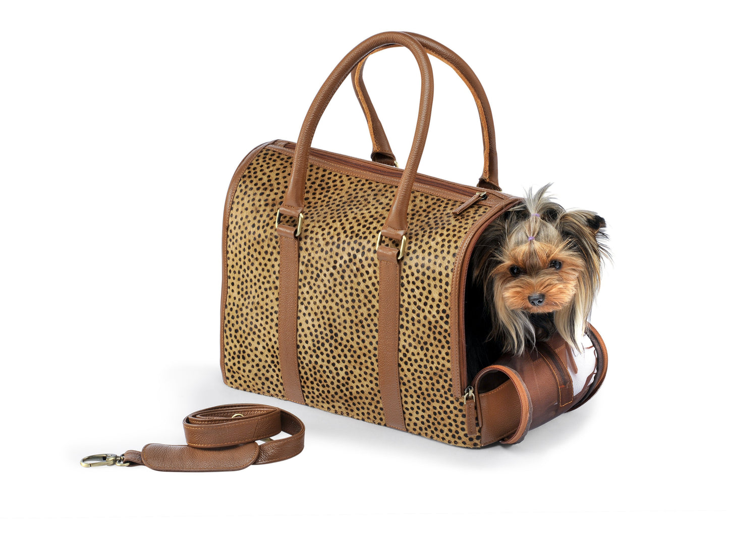 Brunette Leather Animal Print Bag-Handbag-Biozoo-Biozoopets