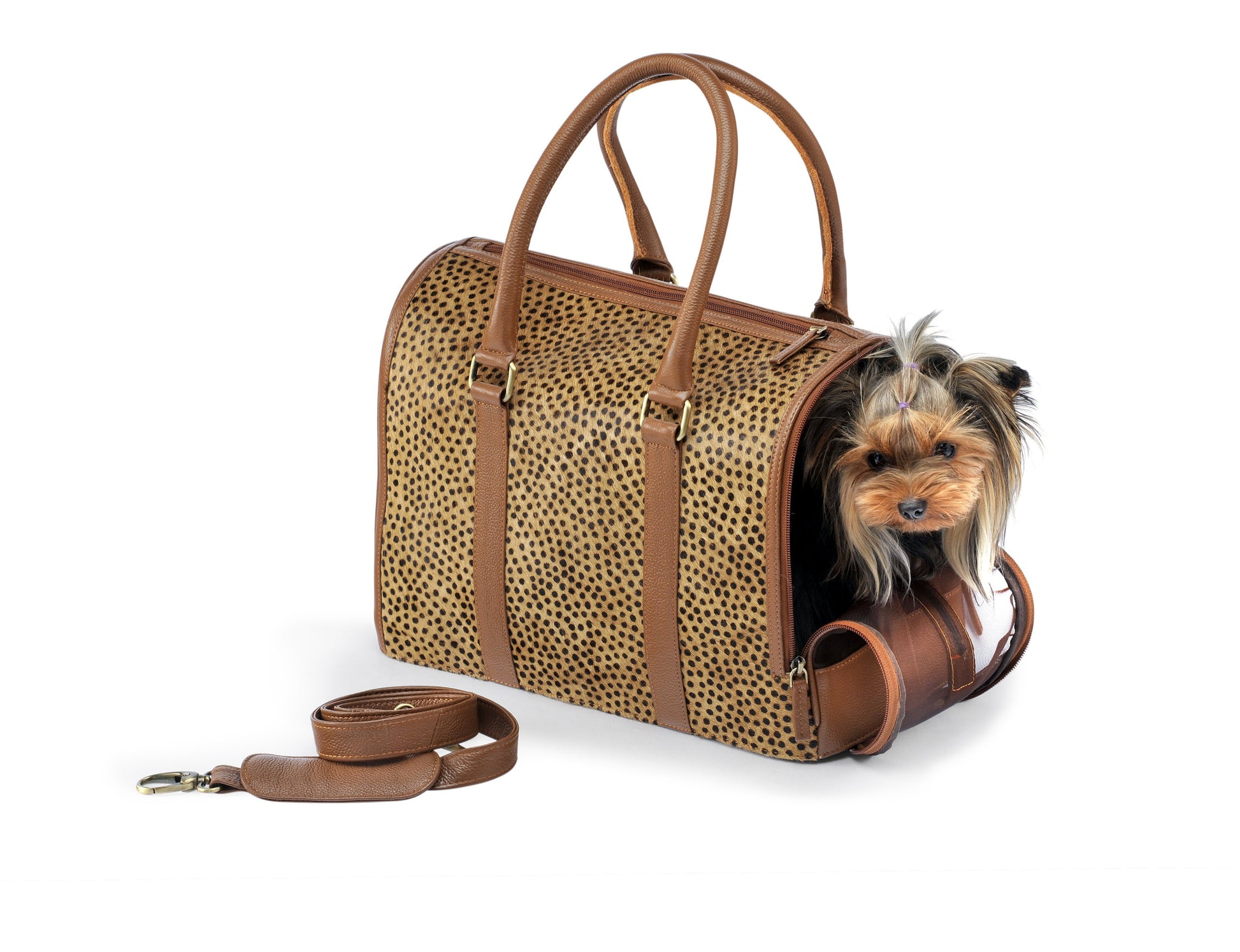 Brunette Leather Animal Print Bag-Handbag-Biozoo-Biozoopets