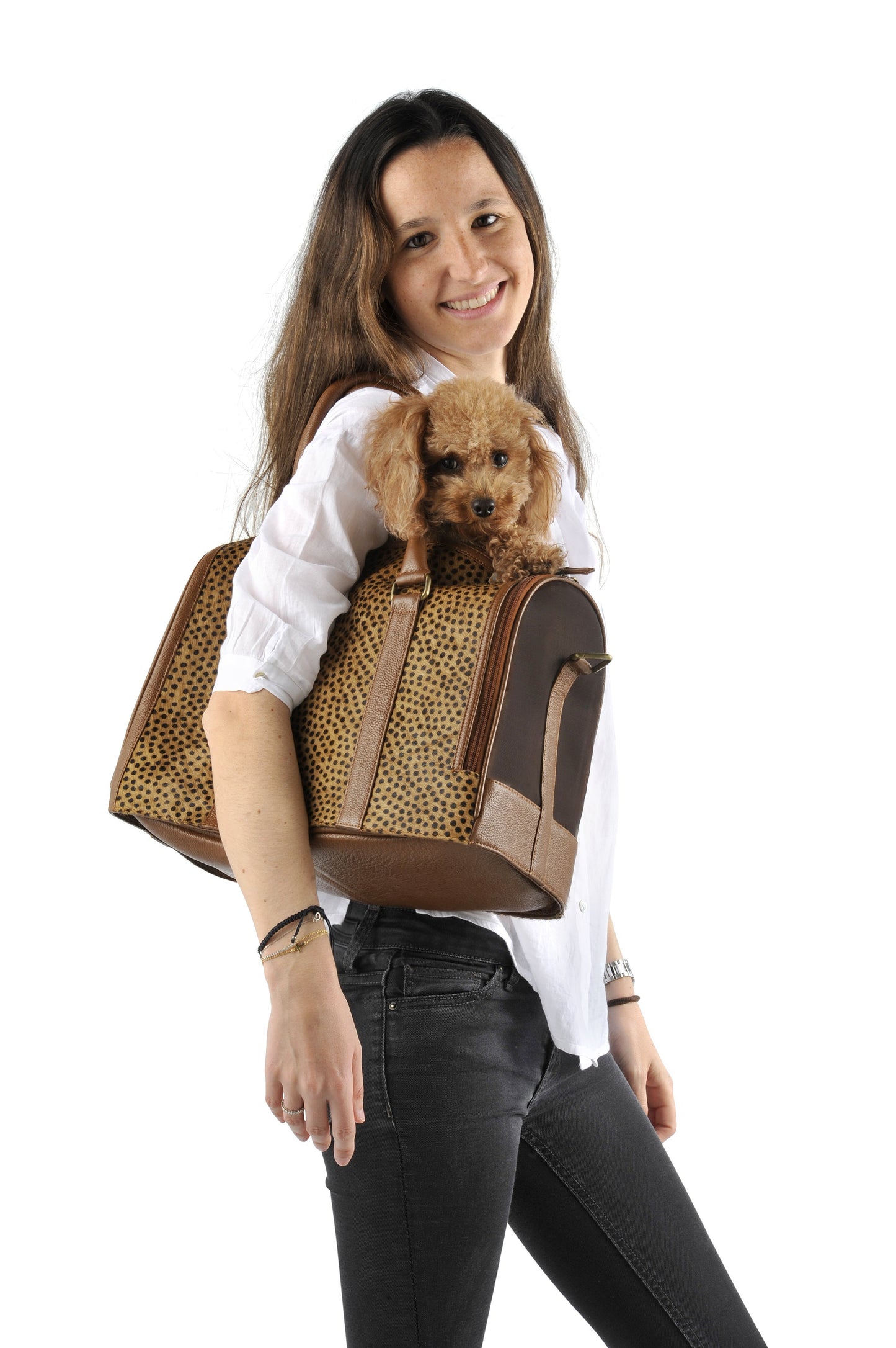 Brunette Leather Animal Print Bag-Handbag-Biozoo-Biozoopets
