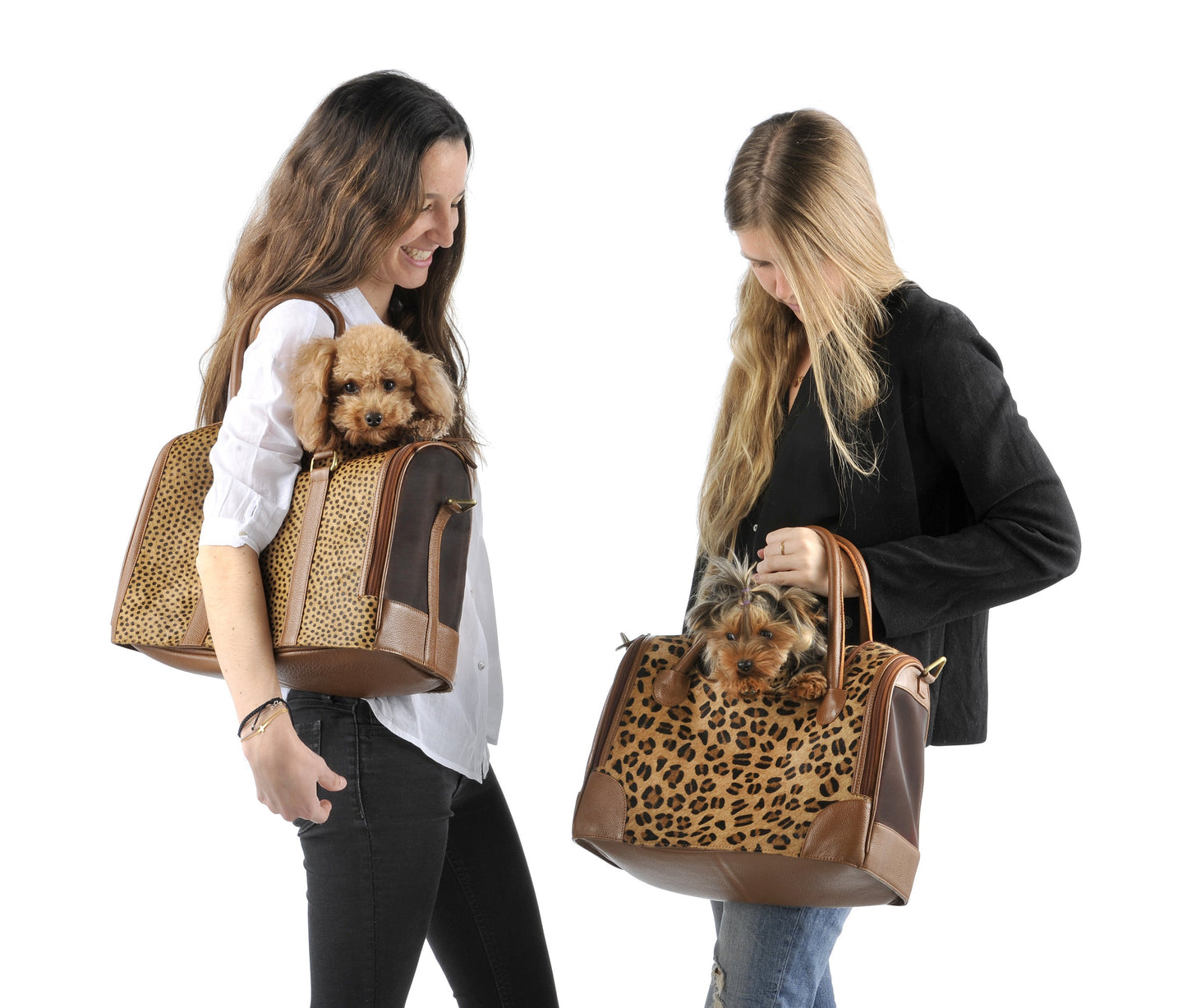 Brunette Leather Animal Print Bag-Handbag-Biozoo-Biozoopets