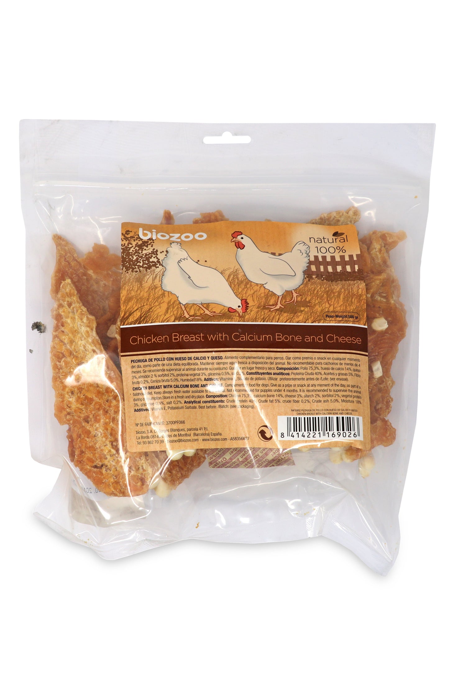 Chicken breast with calcium & cheese-Snacks-Biozoo-500-Biozoopets