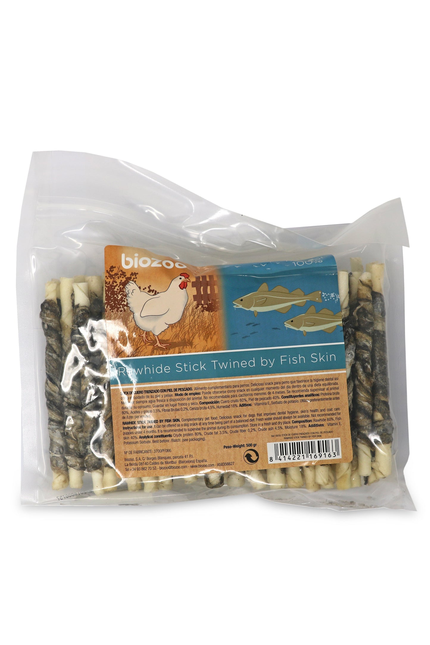 Rawhide stick twined by fish skin-Snacks-Biozoo-500-Biozoopets