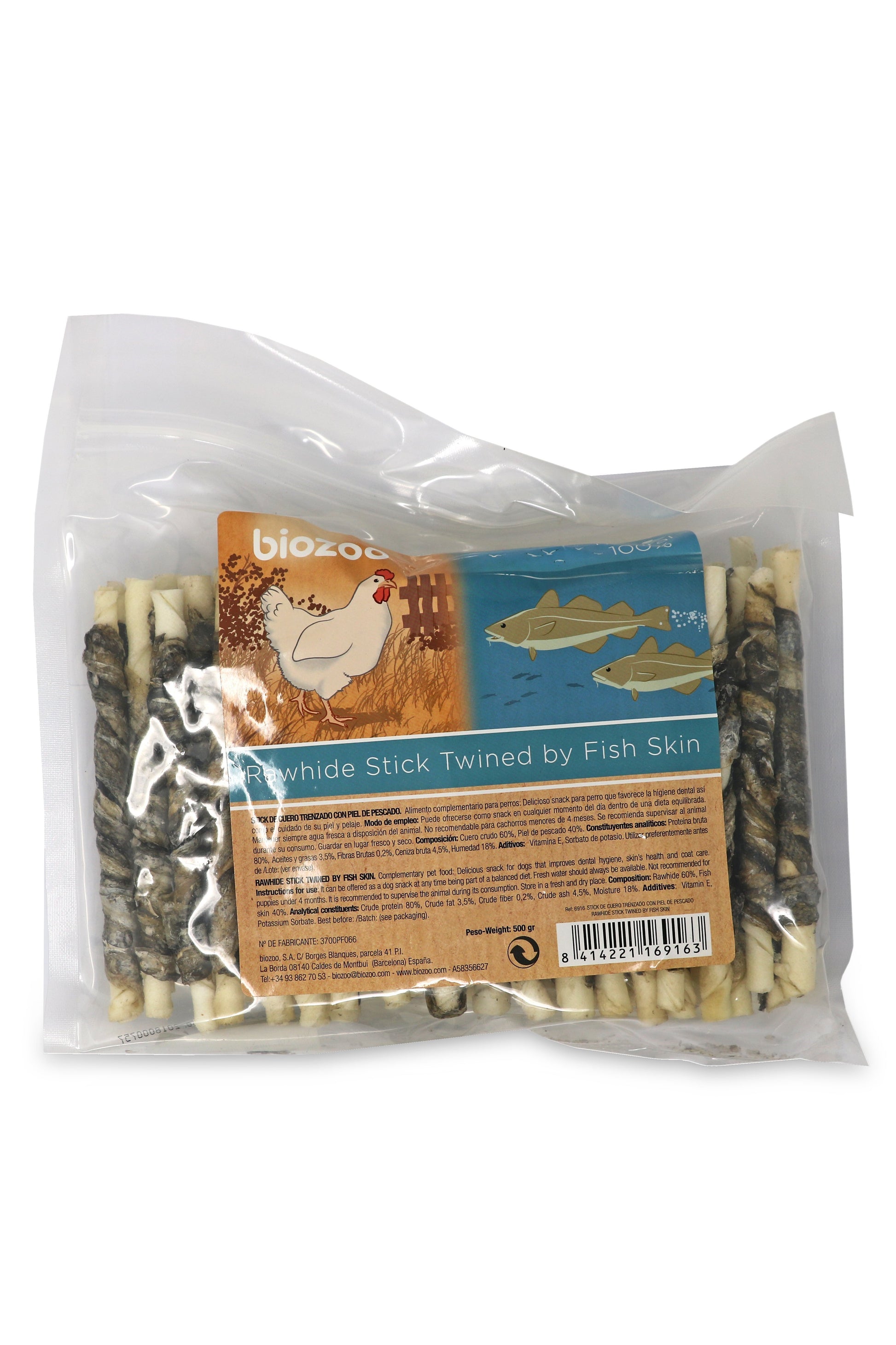 Rawhide stick twined by fish skin-Snacks-Biozoo-500-Biozoopets