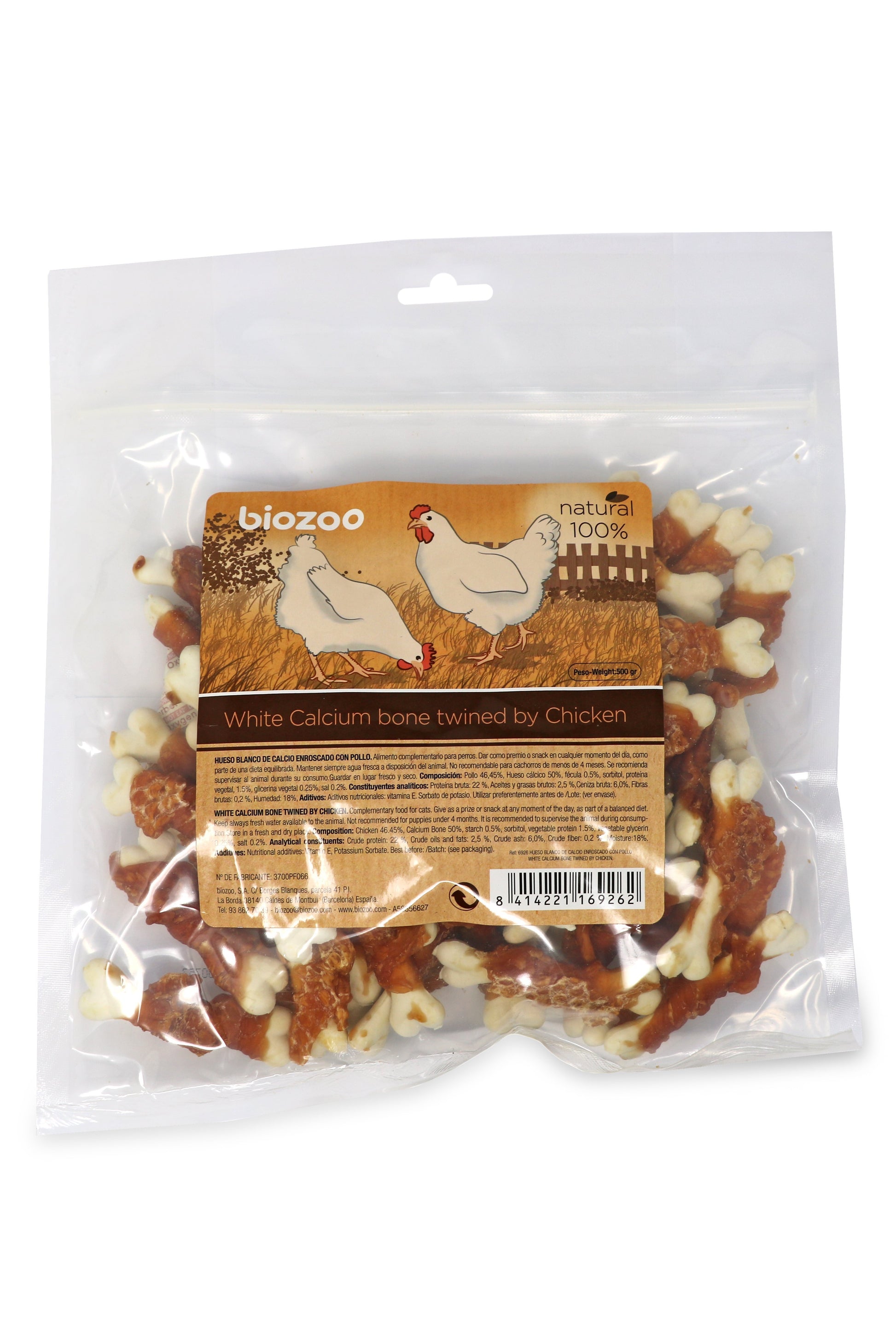 White calcium bone twined by chicken-Snacks-Biozoo-500-Biozoopets