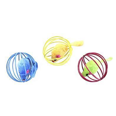 UDIYO Ball Toy Cartoon Stripe Pet Supplies Nylon Rope Round Ball Mouse Long  Tail Toy for Cat 