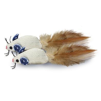 Mouse Duo With Feathers Cat Toy-Toys-Biozoo-Biozoopets