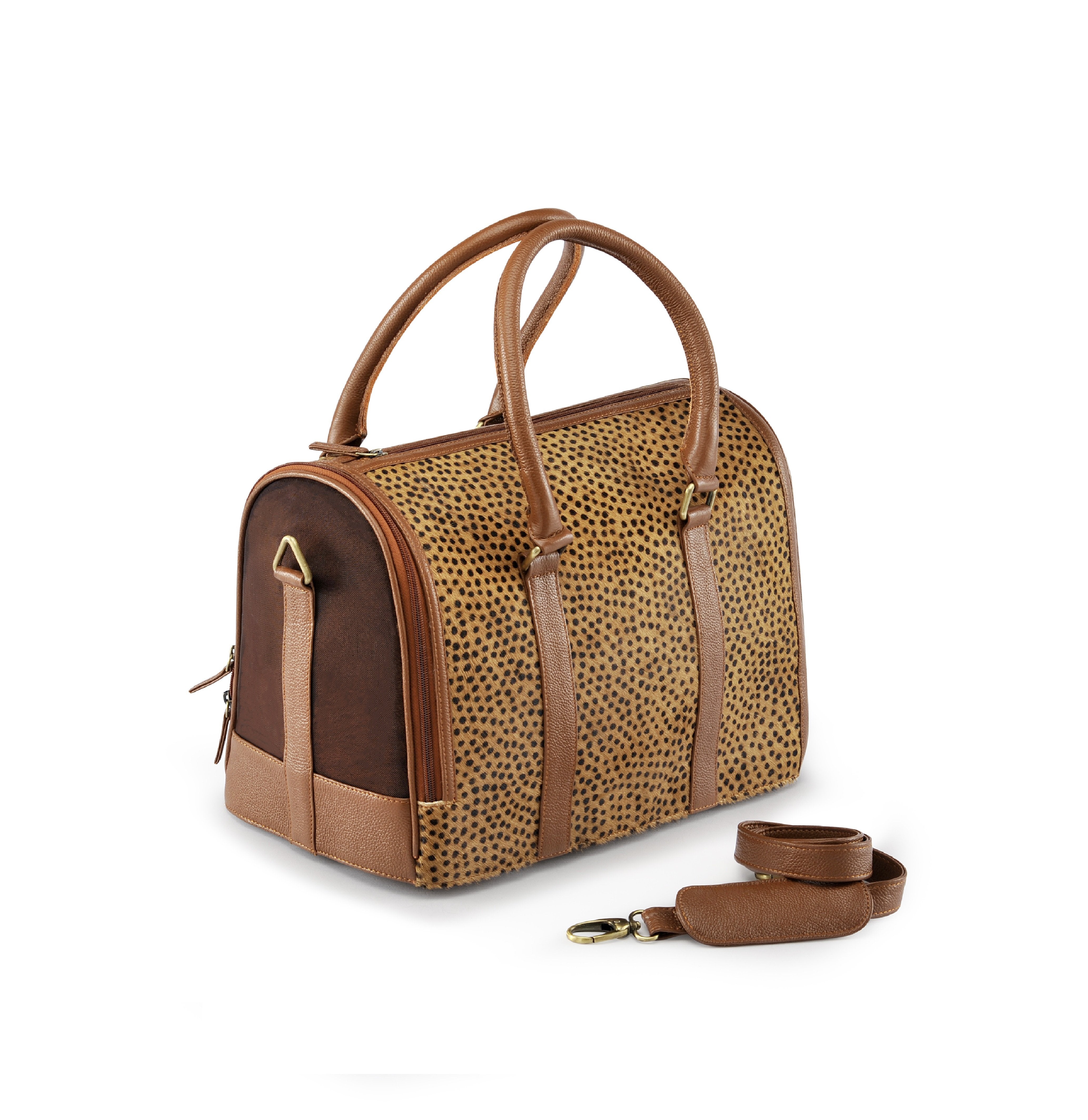 Brunette Leather Animal Print Bag-Handbag-Biozoo-Biozoopets