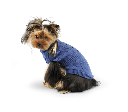 Jumper buttons and pockets-Sweaters-Biozoo-Dark blue-20-Biozoopets