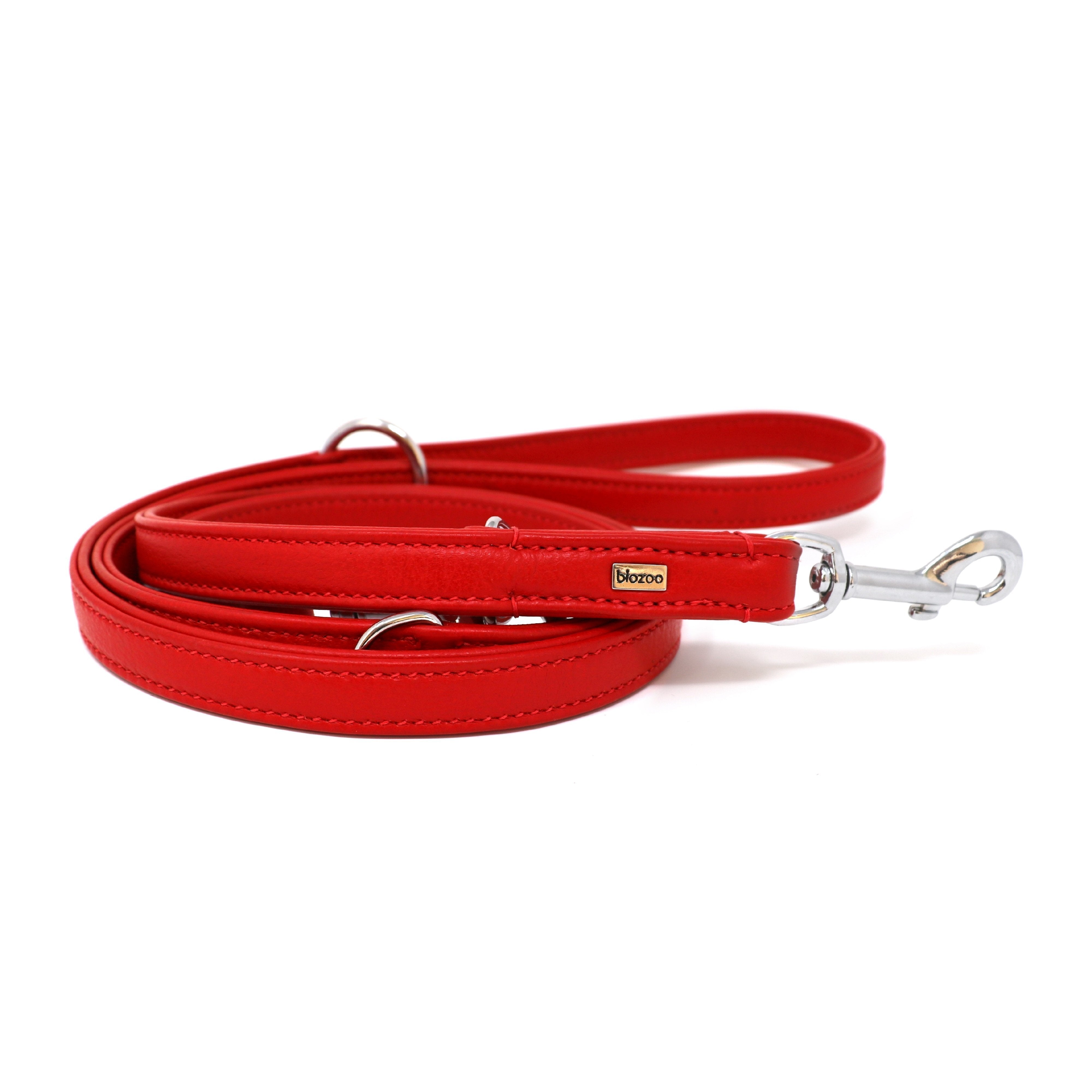 Provence Leather Lead (3 Positions)-Leash-Biozoo-Red-Biozoopets